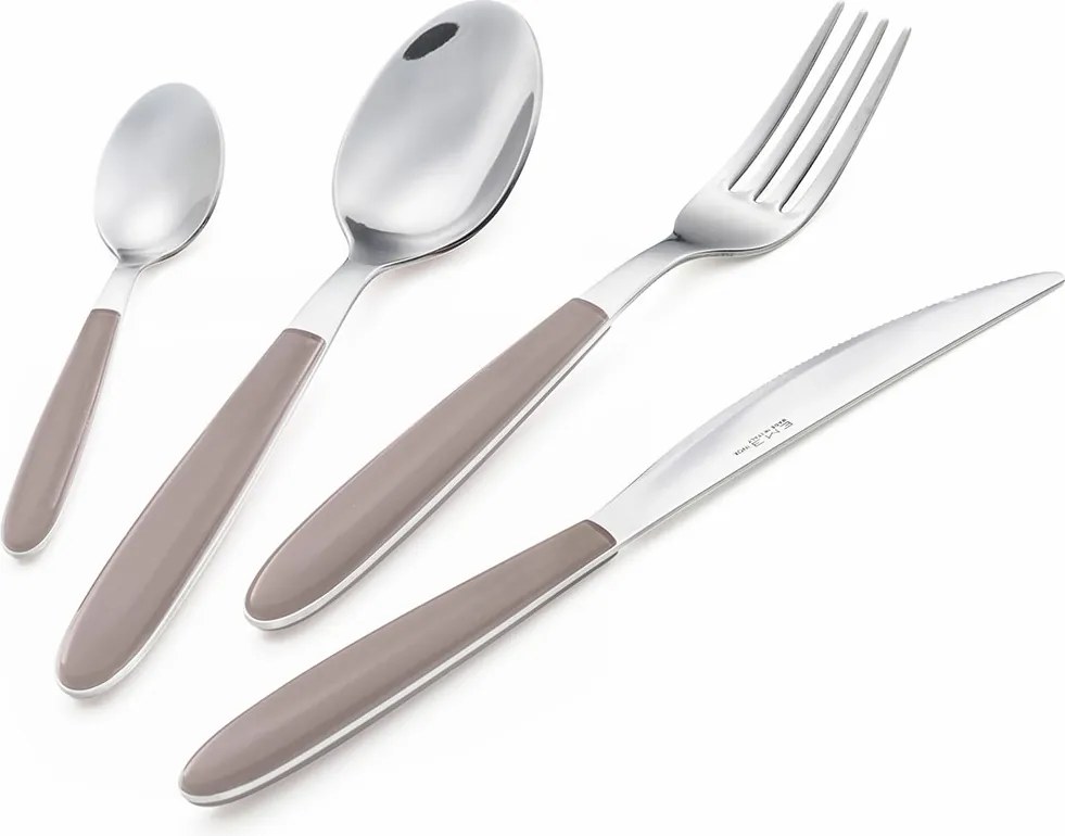 Servizio Set di Posate 24 pezzi in Acciaio Inox Eme Vero Nocciola 408...