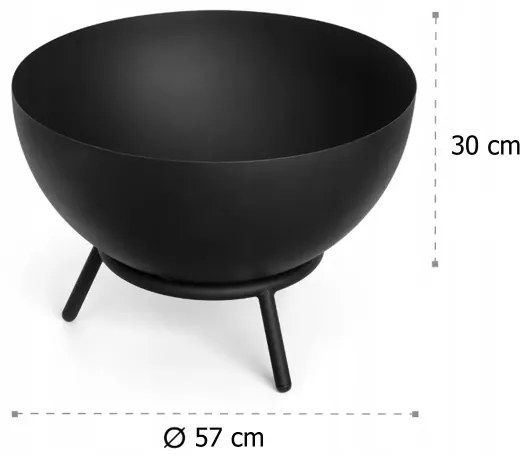 Braciere portatile per legna 57x30 cm nero