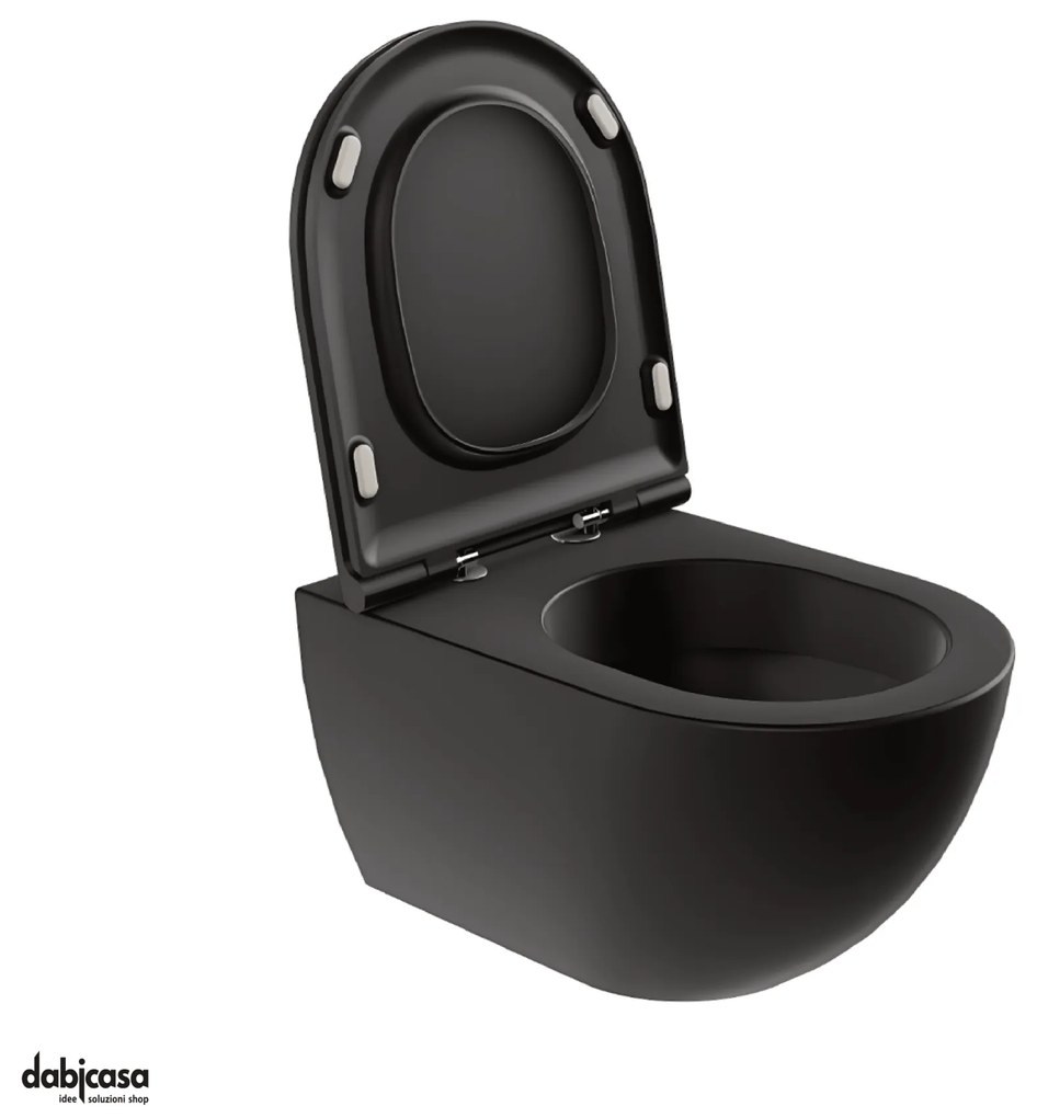 Azzurra Ceramica "Comoda" Wc Sospeso Nero Opaco Senza Brida