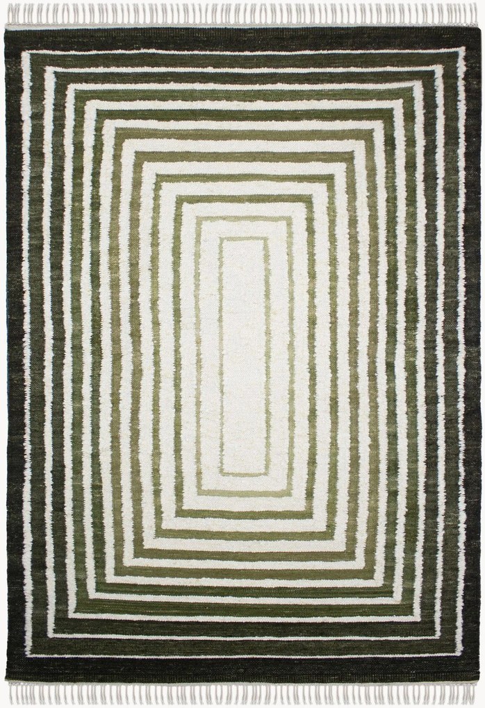 Tappeto in bouclé di lana tessuto a mano Frame