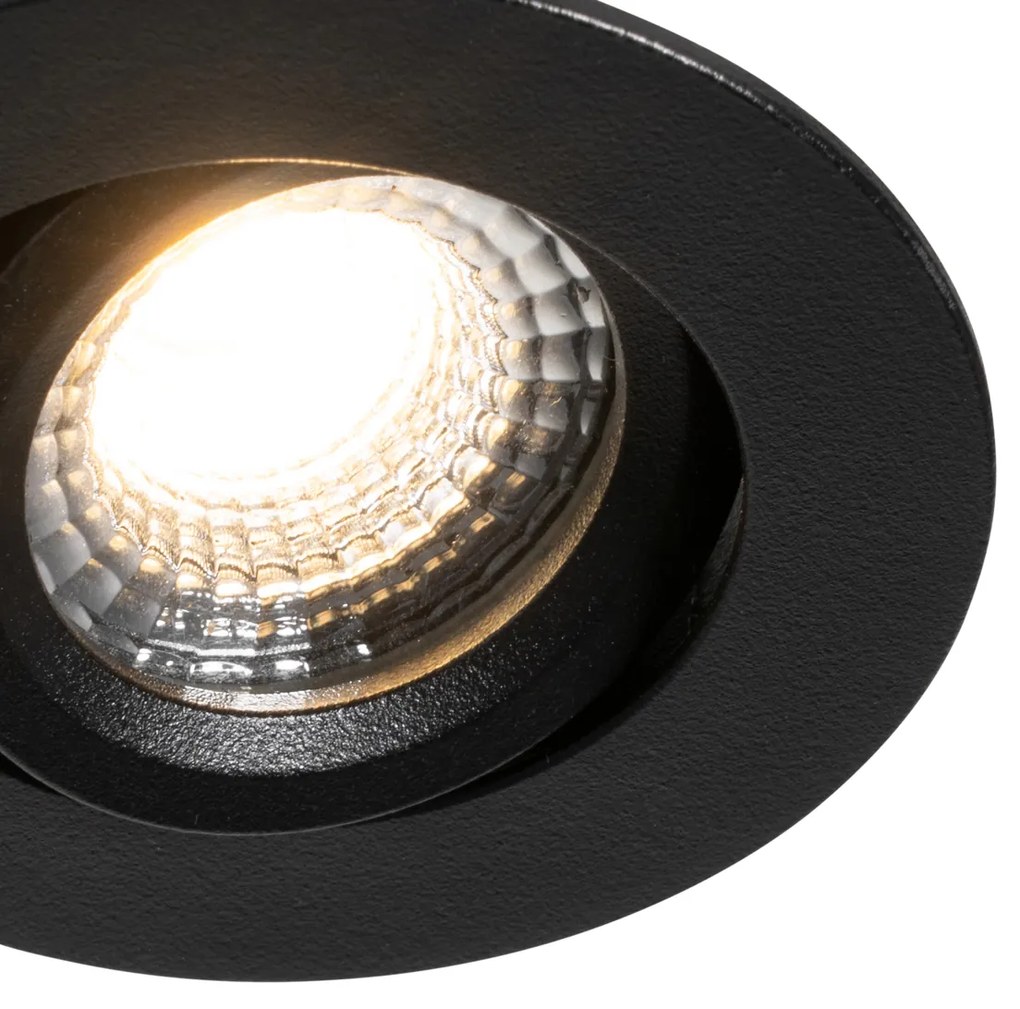 Set di 6 faretti da incasso neri orientabili 6,5 cm LED incluso IP54 Ultra Slim - Pupil