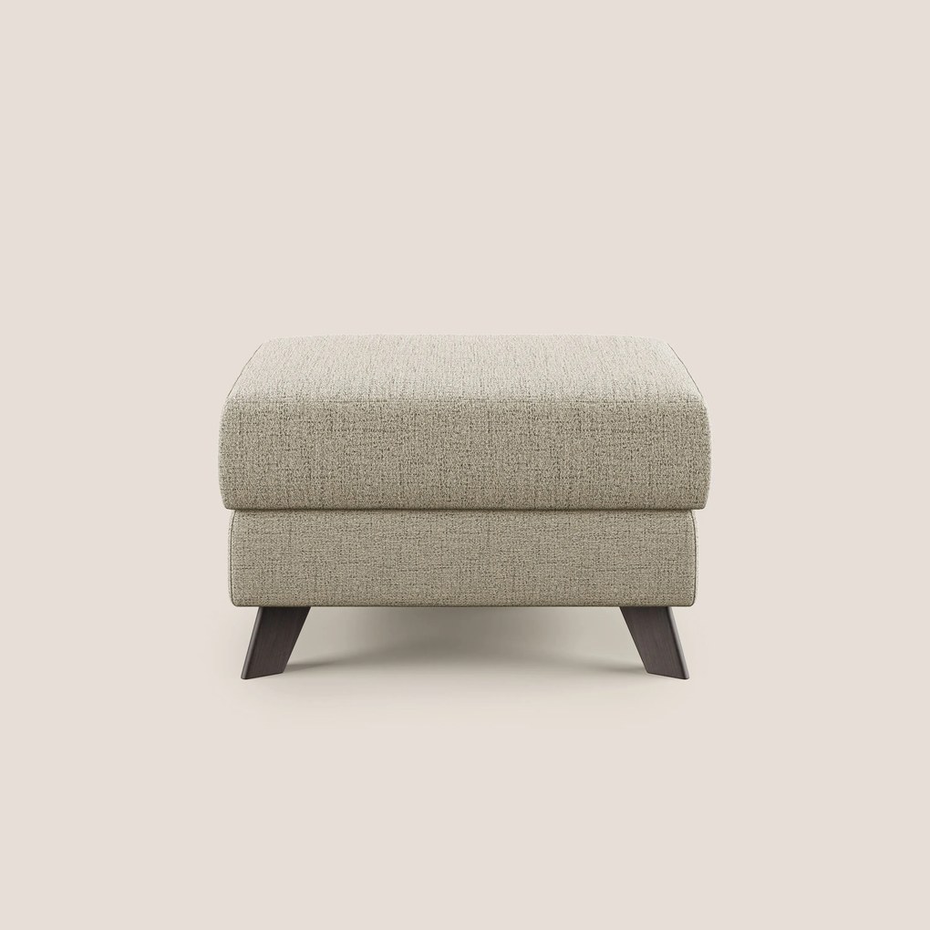 Moon Pouf contenitore e piedini alti in tessuto morbido impermeabile fiammato T03 beige