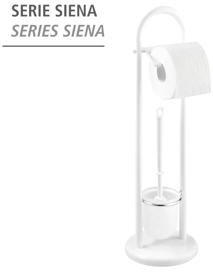 Scopino bianco con porta carta igienica Siena - Wenko