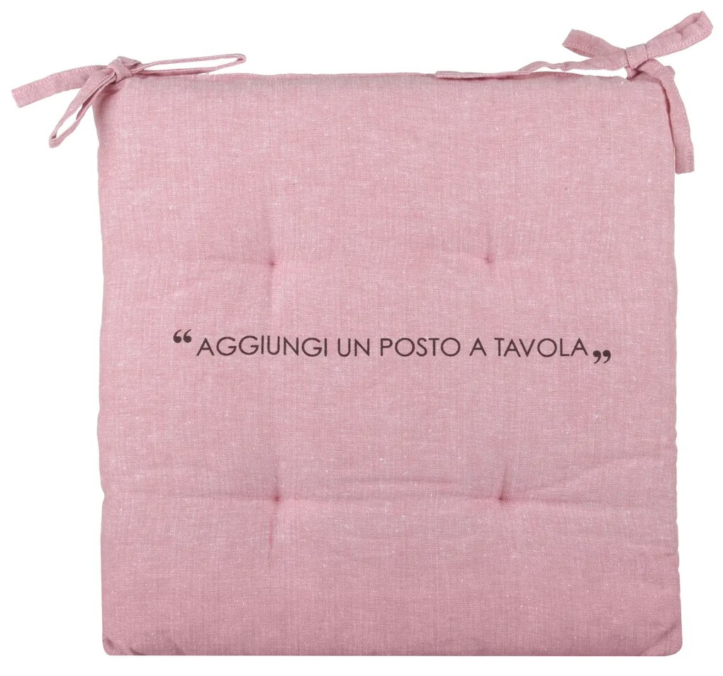 Cuscino sedia 40x40 cm malva con scritta