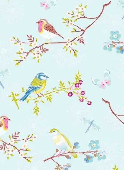 Eijffinger Carta da parati Early Bird - Mehrfarbig Blau