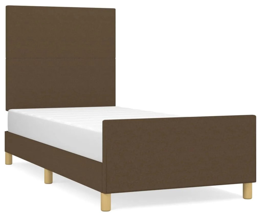 Giroletto con testiera marrone scuro 90x200 cm in tessuto