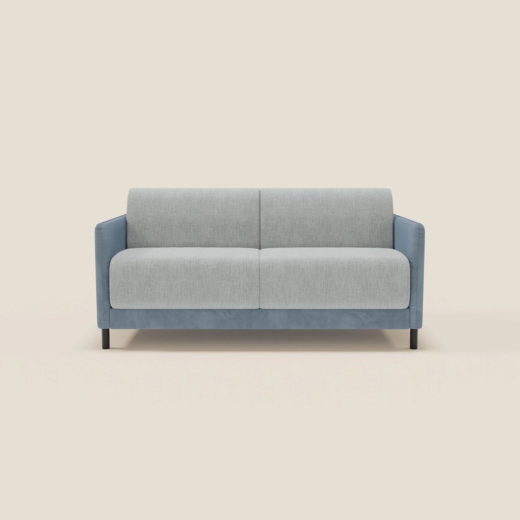 Narciso divano letto desing con materasso H18 cm bicolore con struttura in microfibra smacchiabile e imbottiture in elegante tessuto impermeabile T06 carta da zucchero - ghiaccio