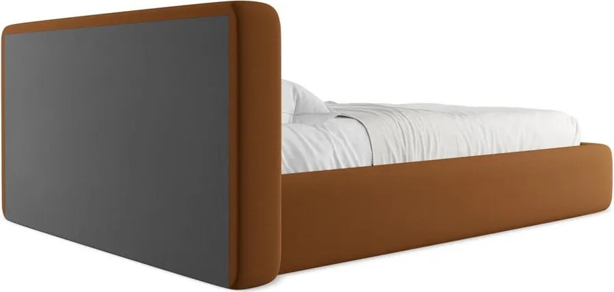 Letto matrimoniale imbottito in terracotta con contenitore con griglia 140x200 cm Kiana - Makamii