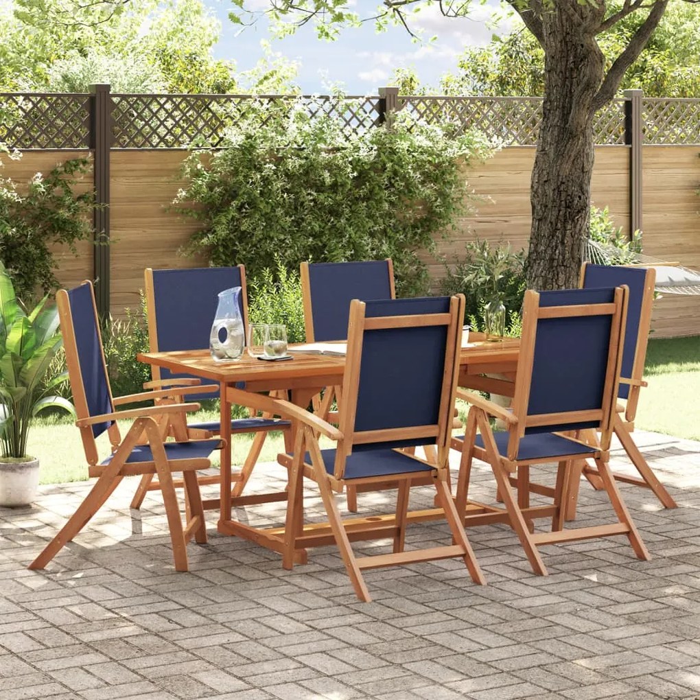 Set Pranzo Da Giardino 7pz Legno Massello Di Acacia E Textilene /