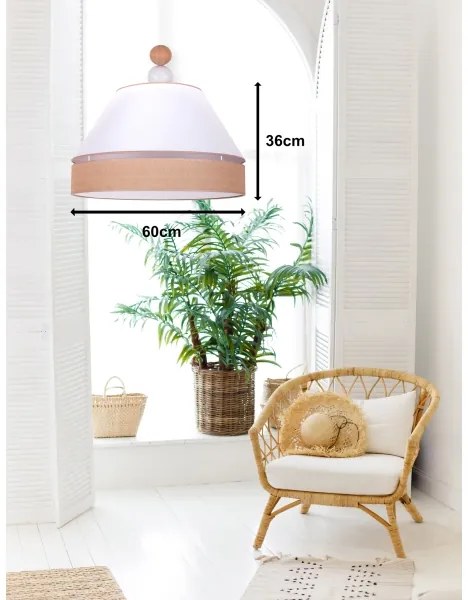 Duolla - Lampadario a sospensione con filo AVIGNON 1xE27/15W/230V diametro 60 cm bianco/marrone