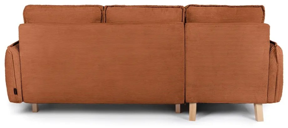Divano letto ad angolo in velluto a coste arancione variabile Tori - Bonami Selection