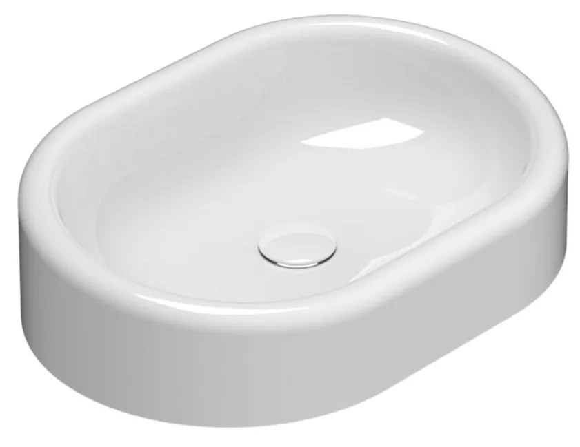 Globo Lalita Lavabo 61x42 Ovale Da Appoggio Senza Troppo Pieno In Ceramica Bianco Lucido