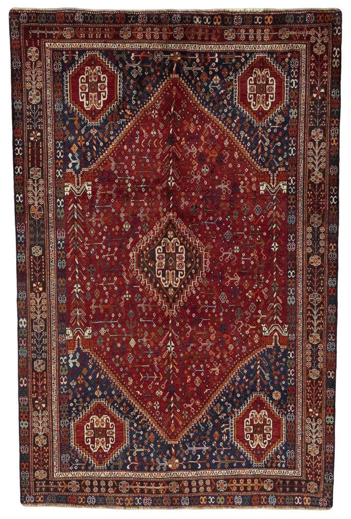 Shiraz Tappeto persiano 250 x 170 Rosso (Iran) Annodato A Mano
