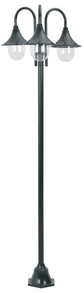 Lampione Da Giardino E27 220 Cm Alluminio 3 Lampade Verde Scuro /