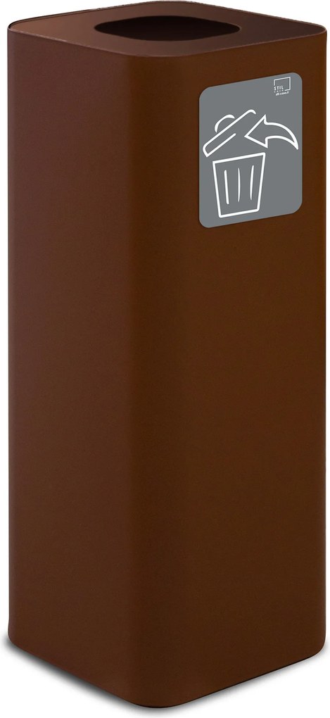 Pattumiera Per Raccolta Rifiuti 30x30xh80 cm In Acciaio Verniciato con Pittogramma Magnetico Marrone...