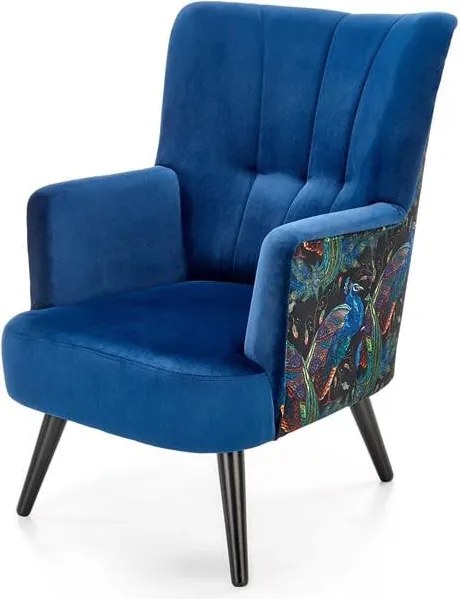 Poltrona Pagoni in velluto blu - H95 cm