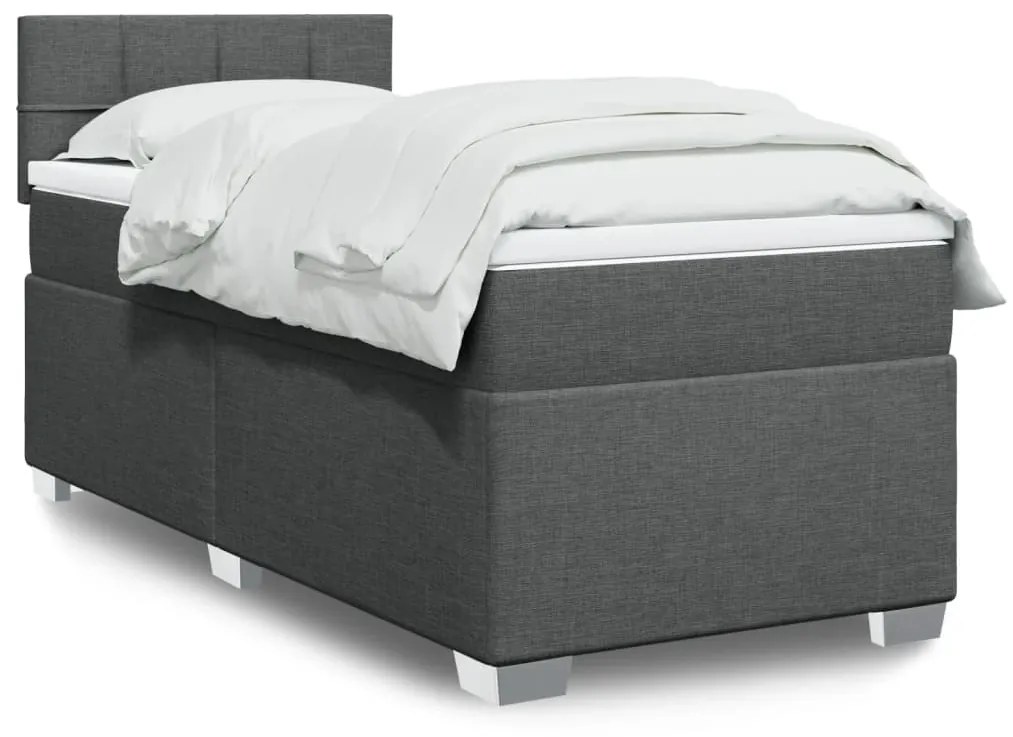 Giroletto A Molle Con Materasso Grigio Scuro 100x200 Cm Tessuto /