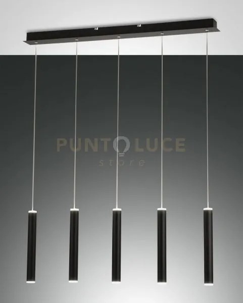 Prado lampadario a sospensione nero l.90x8cm 5 luci rettangolare a ...