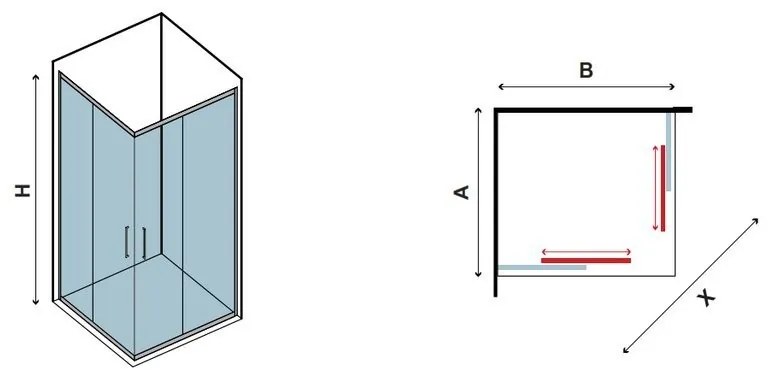 Kamalu - box doccia 120x90 cm cristallo trasparente altezza 180cm k410