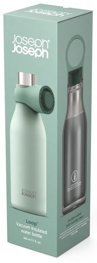 Bottiglia da viaggio in acciaio inox color menta 500 ml Loop - Joseph Joseph