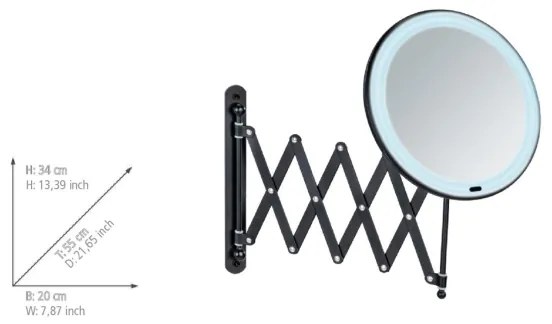 WENKO 25524100 - Specchio BARONA 20x34 cm nero