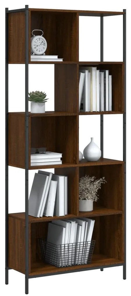 Libreria rovere marrone 72x28x172 cm in legno multistrato