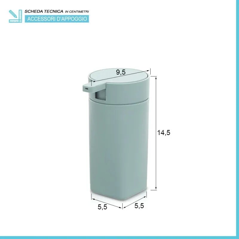 Dispenser sapone da appoggio acquamarina in abs Tender
