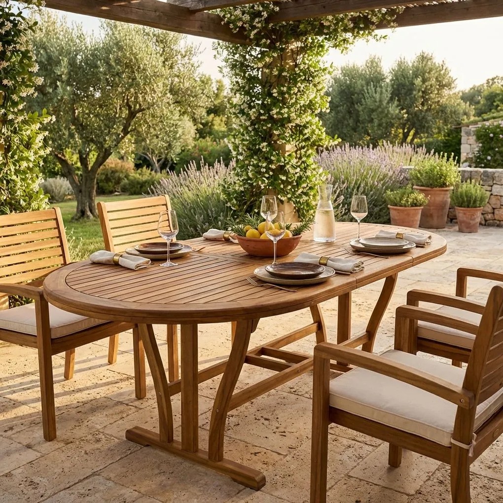 TURRIS - tavolo da giardino allungabile in legno massiccio di acacia