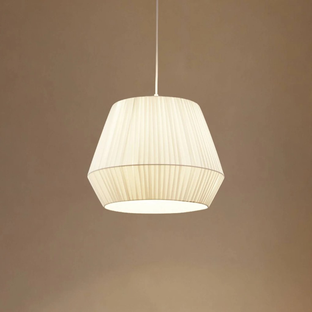 Lampada a sospensione Vitore Lindby, dimmerabile, Bianco / Opale, Soggiorno / Sala da pranzo, Tessuto / Stoffa / Seta, Scandinavo, Lampada a sospensione