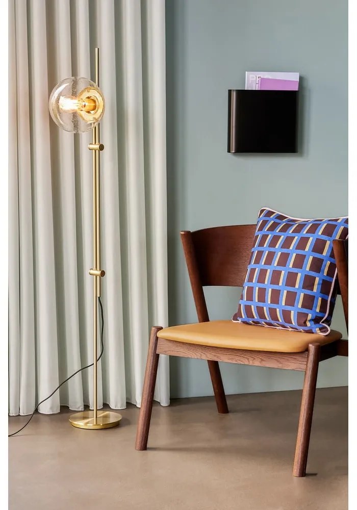 Lampada da terra in ottone con paralume in vetro (altezza 147 cm) Bubble - Hübsch