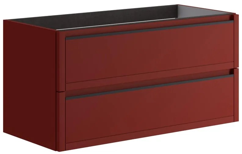 Mobile da bagno sospeso sotto lavabo L 99.5 x H 50 x P 45.5 cm rosso opaco, 2 cassetti TRATTO