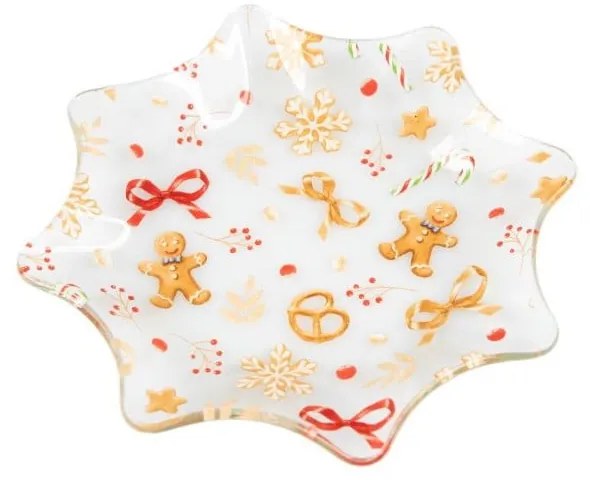 Piatto da portata bianco in vetro a tema natalizio ø 15 cm Gingerbread – Dakls