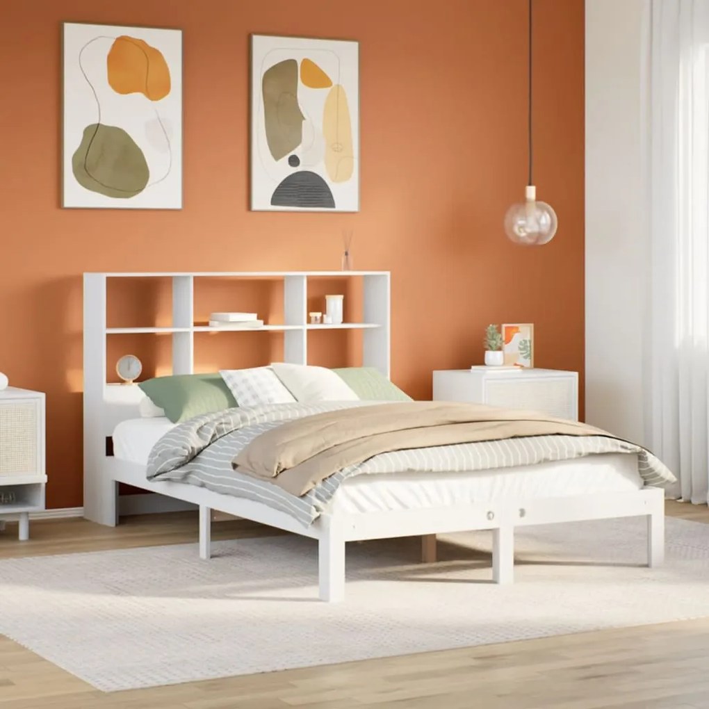 Letto libreria senza materasso bianco 120x200 cm legno di pino