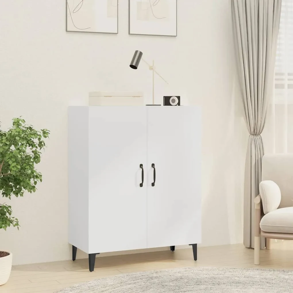 Credenza bianca 70x34x90 cm in legno multistrato