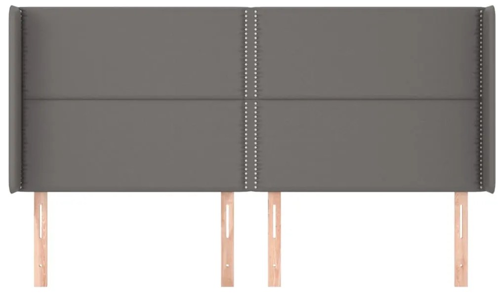 Testiera ad orecchio grigio 203x16x118/128 cm in similpelle