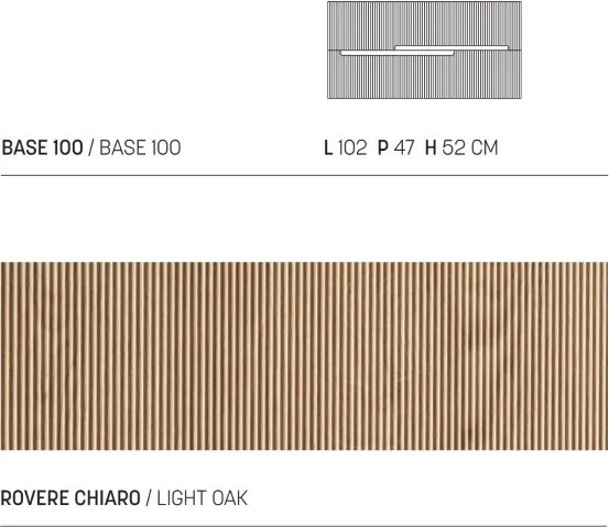 Mobile bagno da 100 cm sospeso 2 cassetti Rovere Chiaro - RIGHE