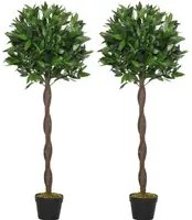 EasyComfort Set di 2 Alberi di Alloro in Vaso, Piante Finte in Plastica Altezza 120cm per Interni ed Esterni