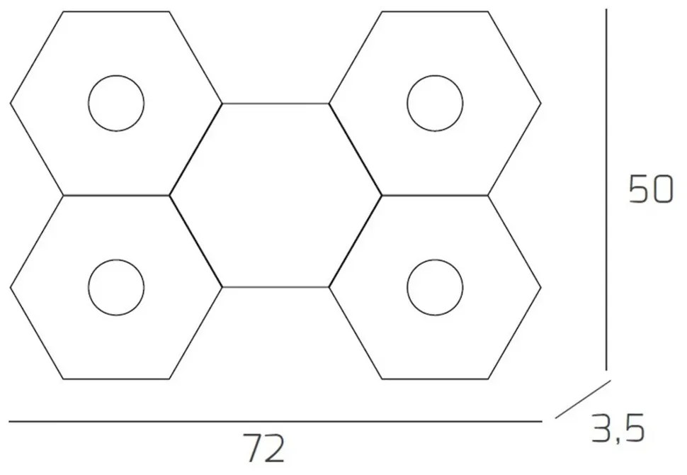 Plafoniera Moderna 5 Moduli Hexagon Metallo Bianco 4 Luci Led 12X4W