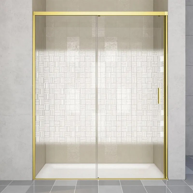 Porta doccia scorrevole L 158-159.5 cm x H 200 cm per nicchia in vetro smerigliato SP. 6 mm, profilo dorato, serie Jazz