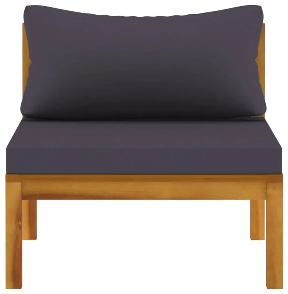 Set divani da giardino 2pz cuscini grigio scuro massello acacia