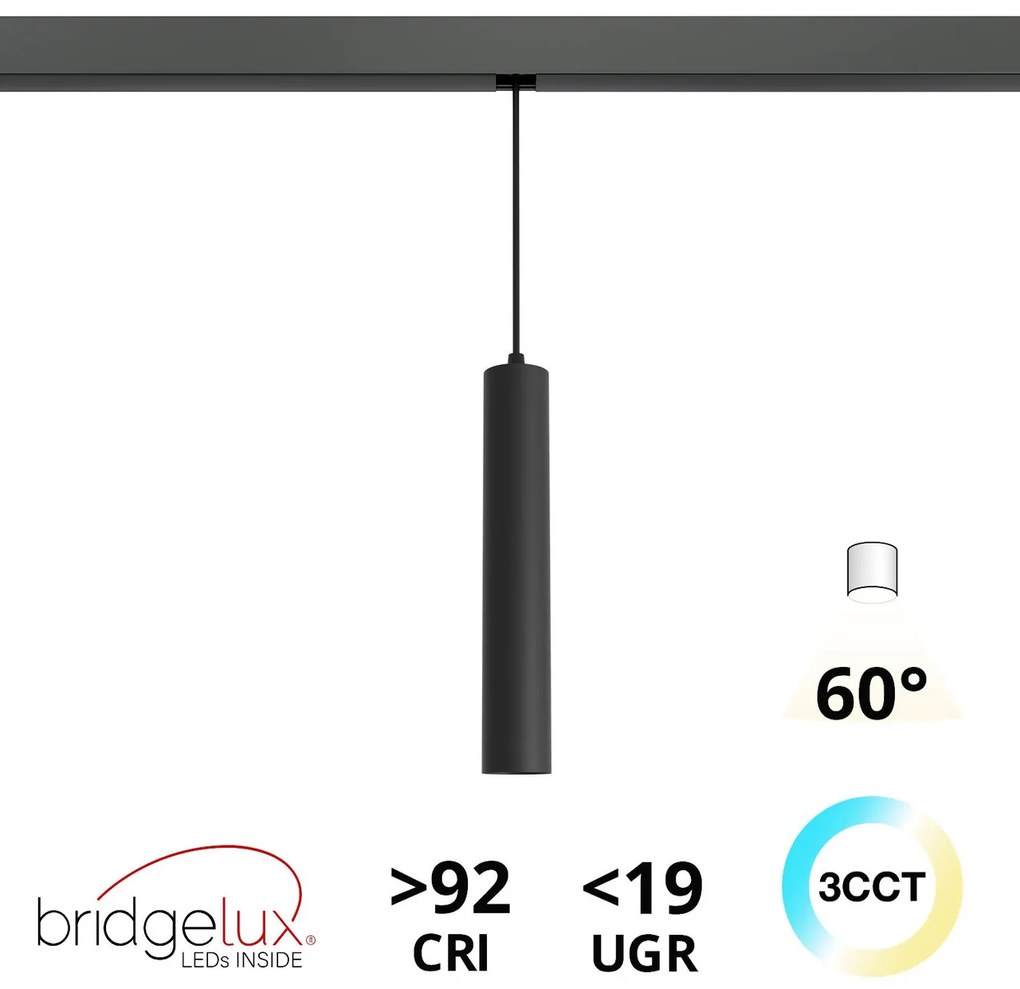 Lampada a Sospensione 10W Magnetica CCT CRI92 Nera Colore Bianco Variabile CCT
