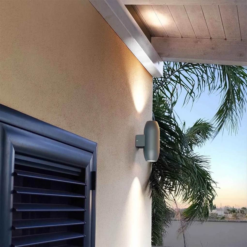 Applique Ovale Bidirezionale IP65 GU10 per esterni Grande - Grigia