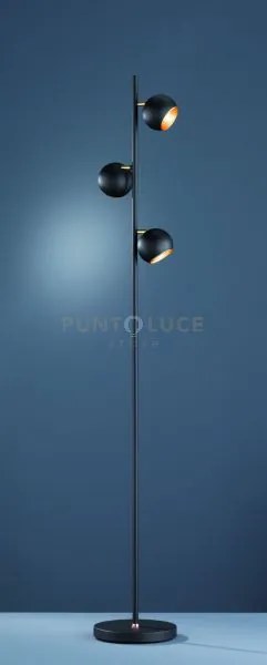 Dakota piantana metallo nero e oro con 3 diffusori orientabili com ...
