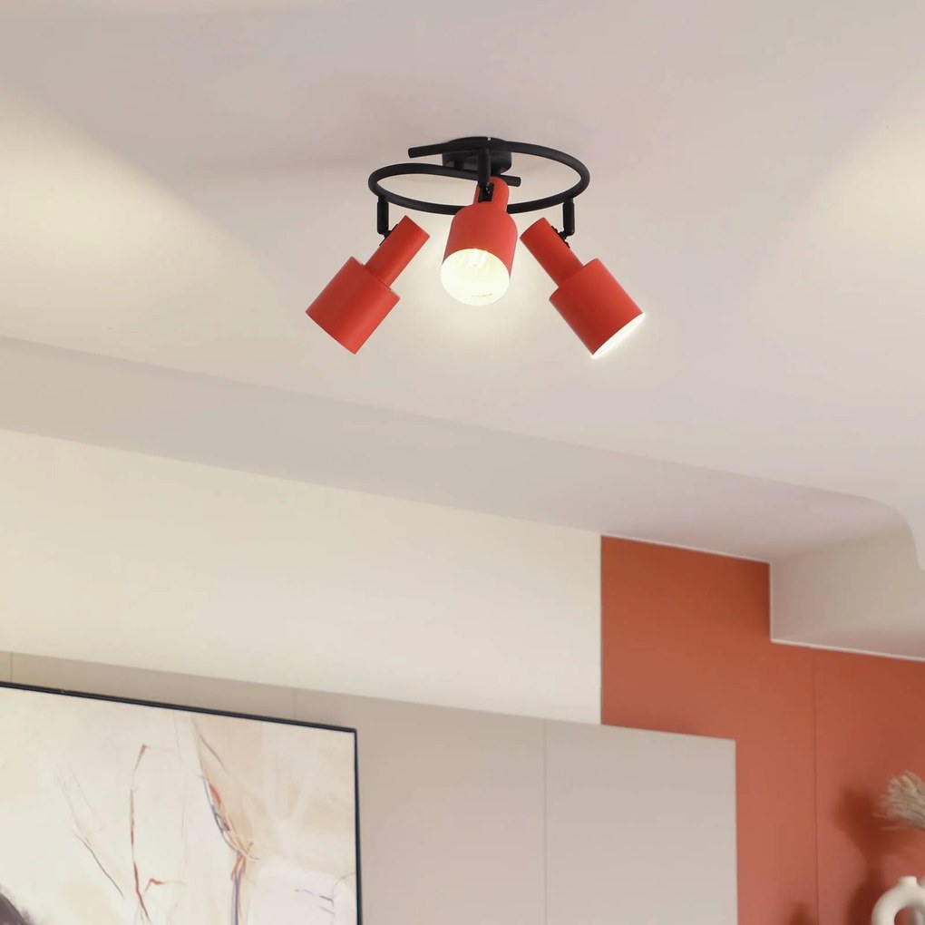 Lindby fatto da soffitto Ovelia, arancione/nero, a 3 luci, ferro