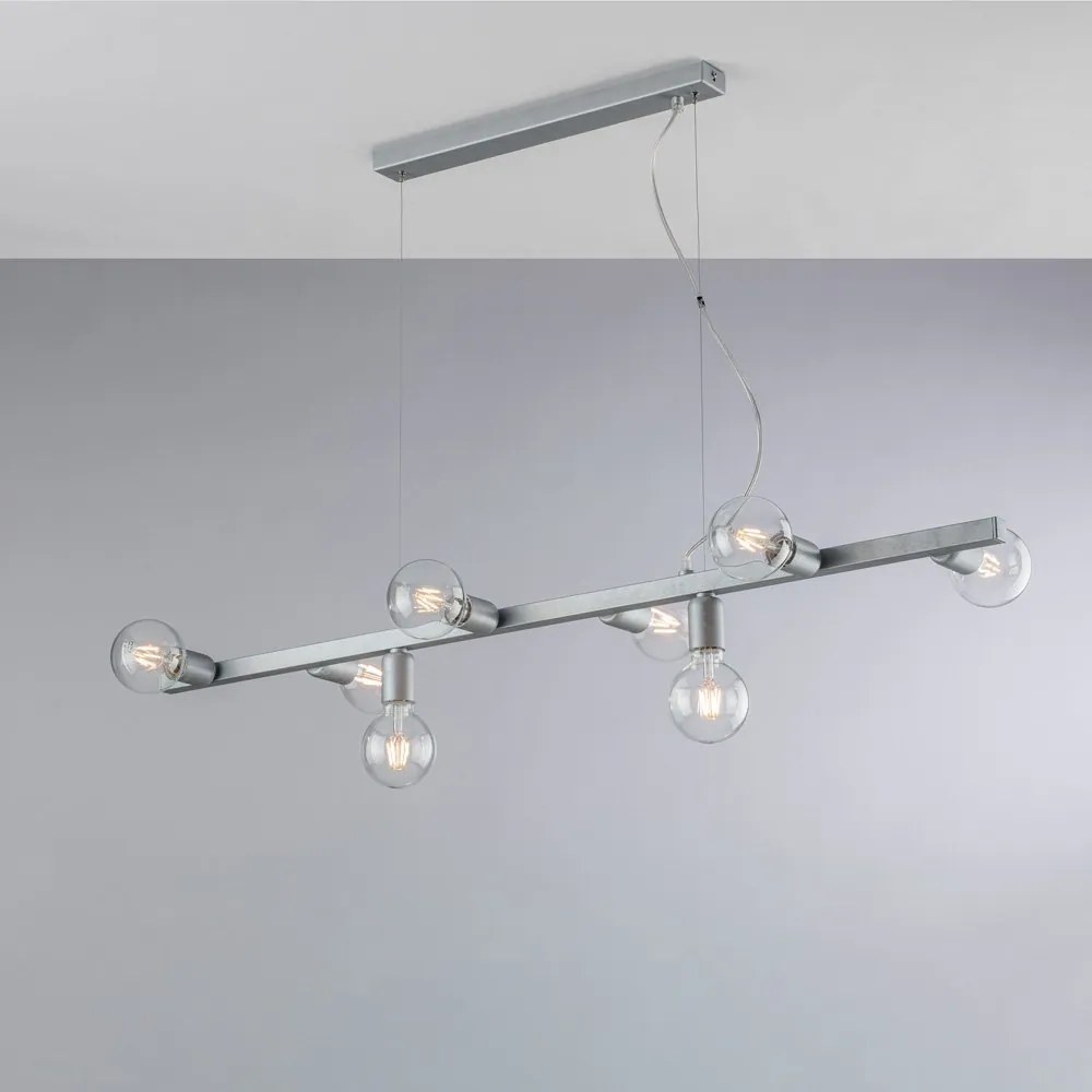 Lampadario Contemporaneo Fabian Metallo Argento 8 Luci E27