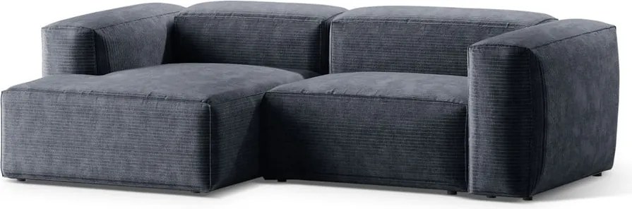 Divano angolare blu polveroso (con penisola a sinistra/con chaise lounge) con rivestimento in velluto a coste Bergamo – Cosmopolitan Design