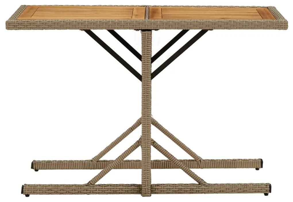 Tavolo da giardino beige legno massello di acacia e polyrattan