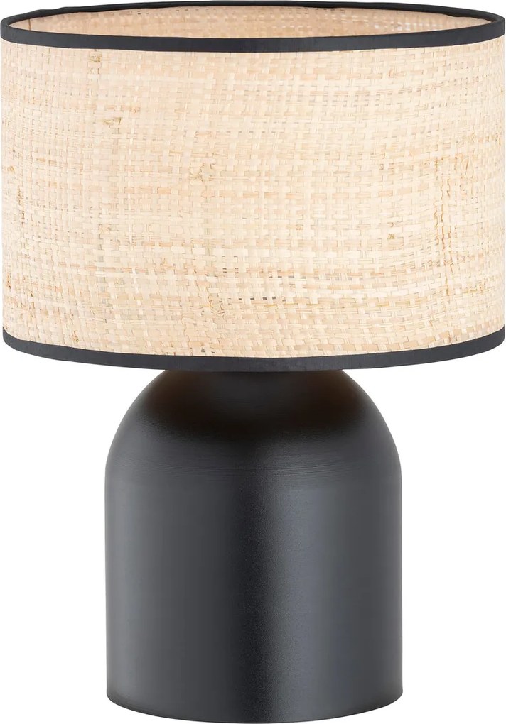 Lampada ASPEN LN1 BLACK RATTAN E27 da Tavolo Scrivania e Comodino