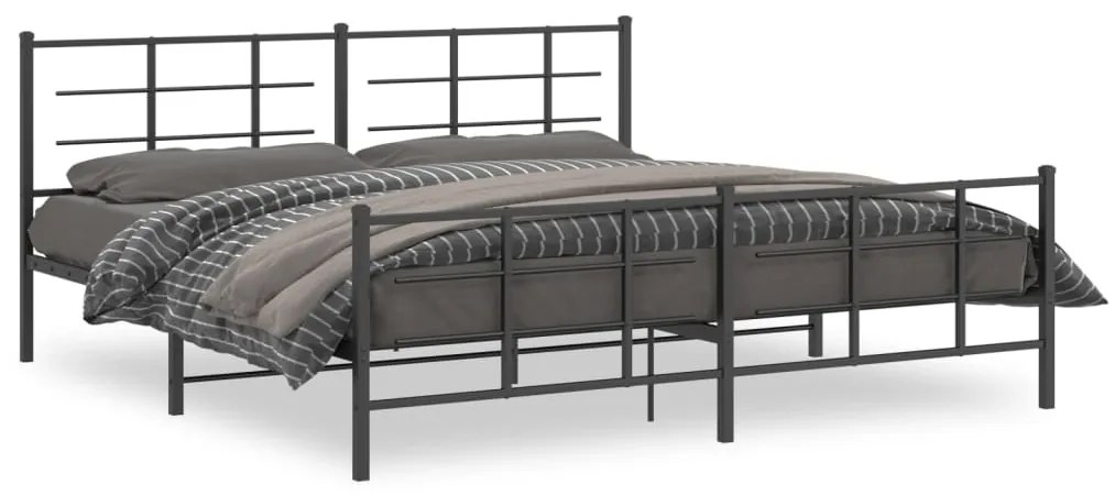Giroletto Con Testiera E Pediera Metallo Nero 200x200 Cm /