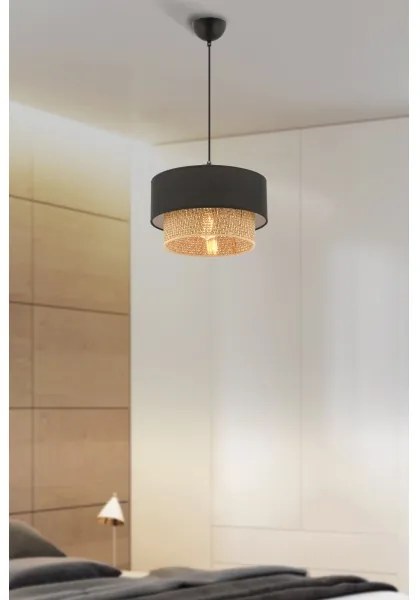 Lampadario a sospensione su cavo ECHO 1xE27/60W/230V nero/marrone